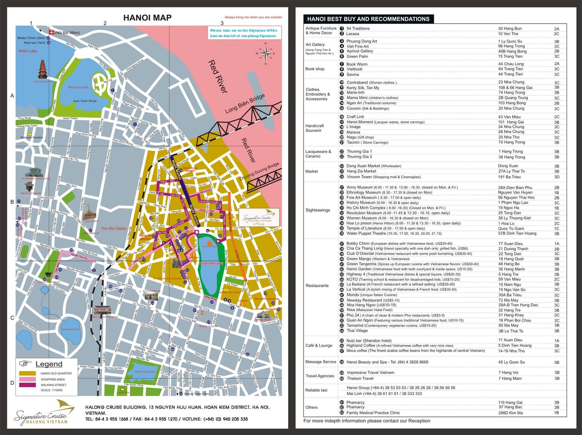 hanoi nähtävyydet kartta