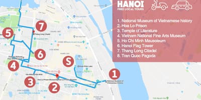 Hanoi french quarter walking tour kartta