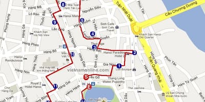 Hanoi nähtävyydet kartta